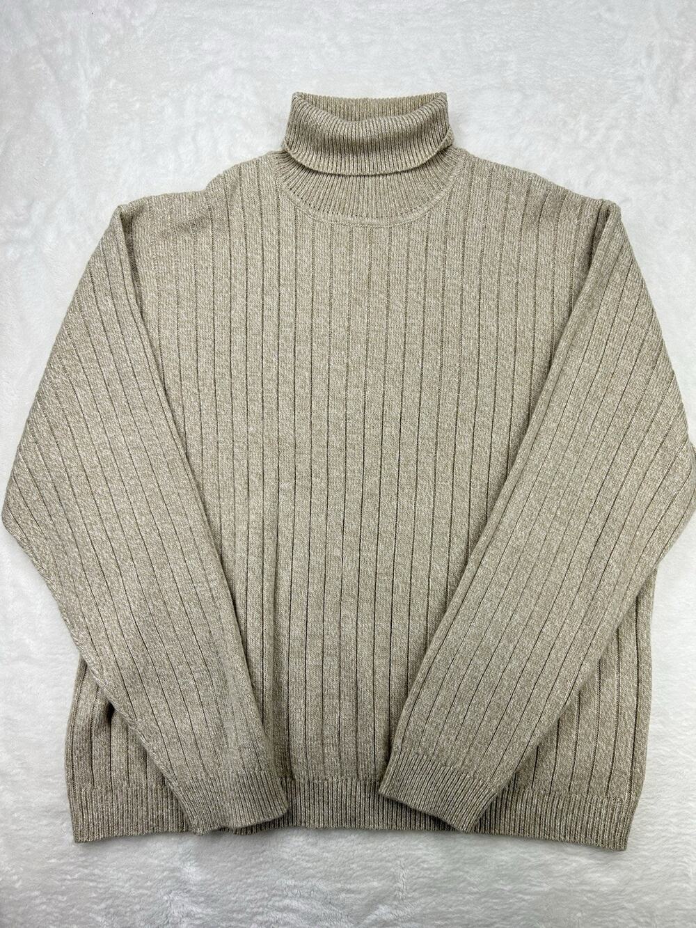 John Blair Sweater Mens 2XL Oversized Tight Knit Raglan Sleeve Turtleneck